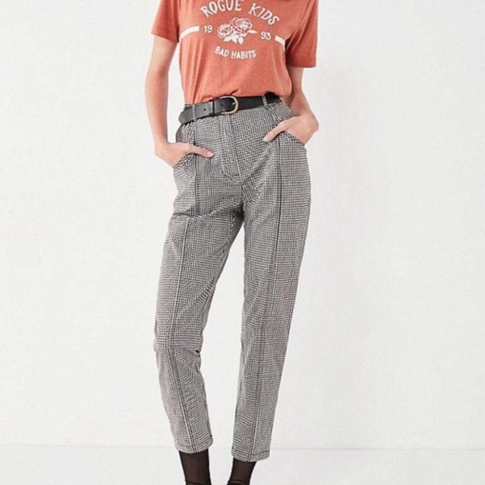 UO Silence + Noise Gingham High Rise Trousers